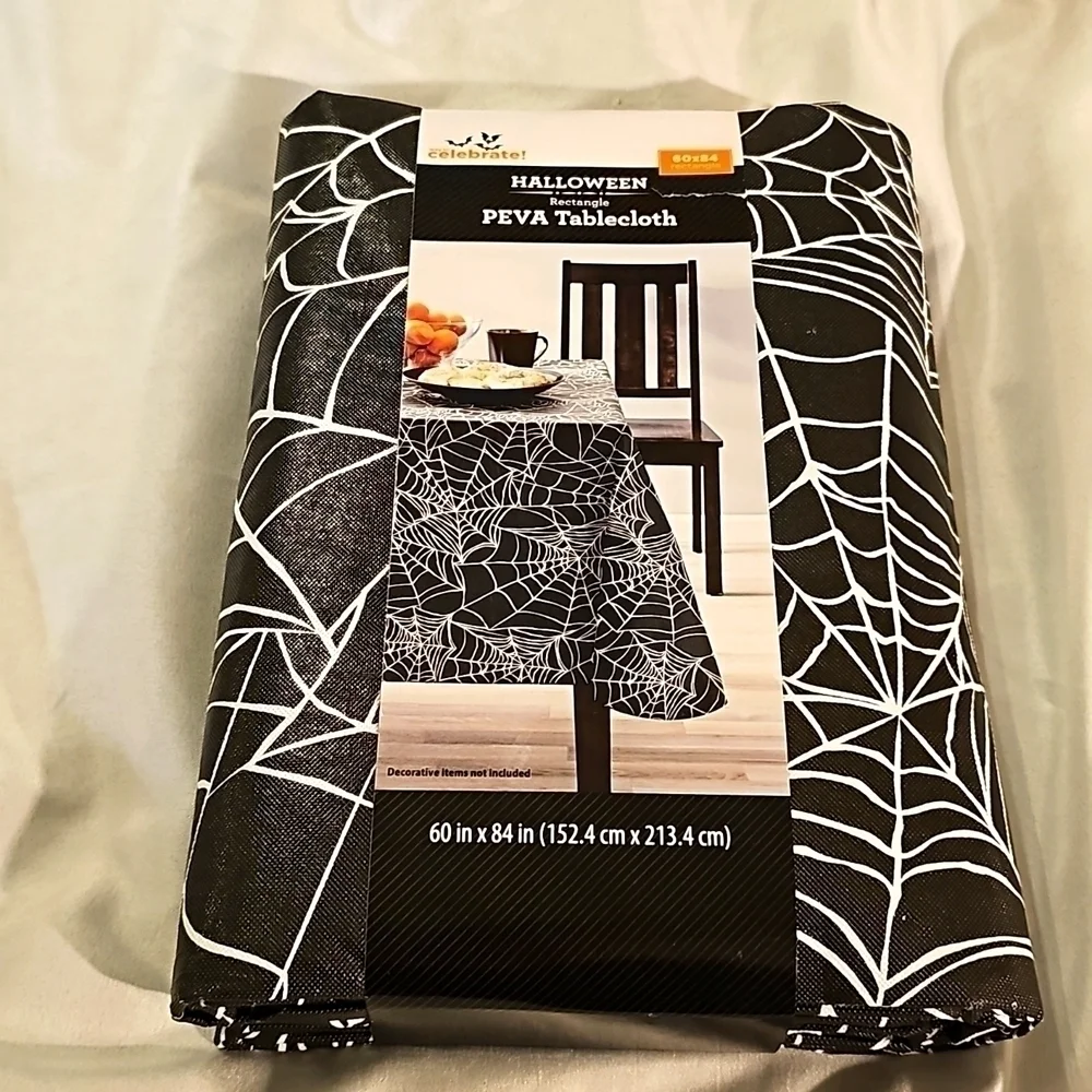 NWT Halloween Pumpkin Rectangle PEVA  Tablecloth 60 x 84 inch